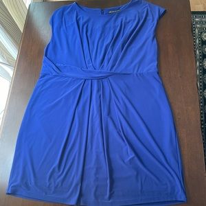 Adrianna Papell bright blue jersey cocktail dress